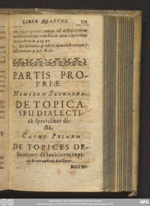 Caput Primum De Topices Definitione: de locis item topcis & eorundem divisione.
