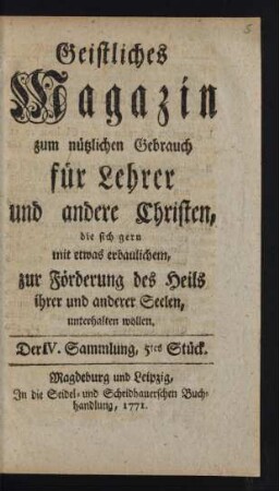 Der IV. Sammlung, 5tes Stück.