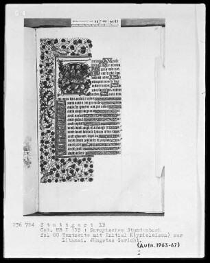 Liber horarum — Initiale K (yrieleison) mit Jüngstem Gericht, Folio 80recto