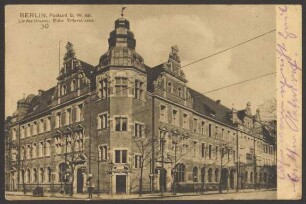 Ansichtskarte Postamt, „Lindenstrasse, Ecke Ritterstrasse“ [1/2]