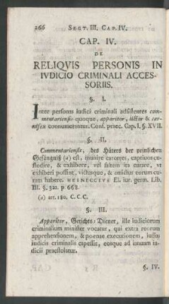 Cap. IV. De Reliquis Personis In Iudicio Criminali Accessoriis