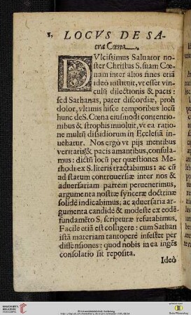 Locvs de sacra Coena