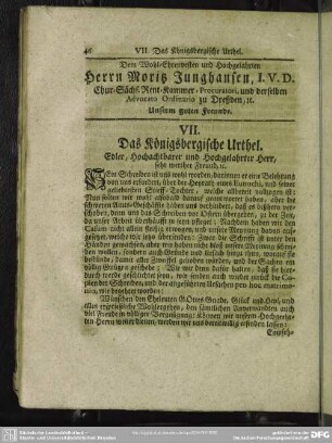 VII. Das Königsbergische Urthel