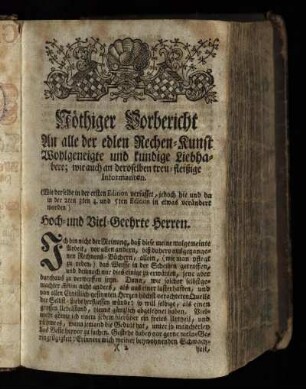 Noethiger Vor-Bericht