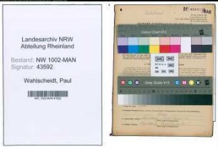 Entnazifizierung Paul Wahlscheidt , geb. 15.01.1900 (Kaufm.Angest.)