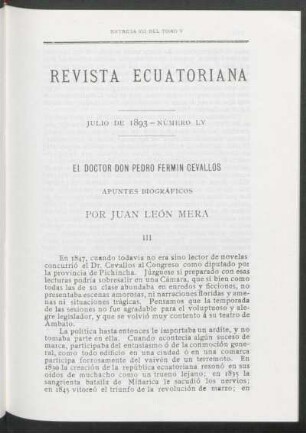 El Doctor Don Pedro Fermin Cevallos : Apuntes biográficos