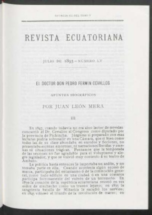 El Doctor Don Pedro Fermin Cevallos : Apuntes biográficos