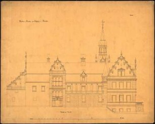 Schloss Klonitz Umbau und Ausbau: Aufriss der Westseite, Maßstabsleiste