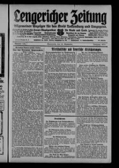Lengericher Zeitung : allgemeiner Anzeiger für den Kreis Tecklenburg und Umgegend : Amtsblatt für die Aemter Lengerich und Lienen in Westfalen : Haupt-Anzeigenblatt für Stadt und Land : Organ des Landratsamtes und Amtsgericht in Tecklenburg : unabhängige Tageszeitung für die Orte Lengerich, Hohne, Tecklenburg, Ladbergen, Lienen, Kattenvenne, Natrup-Hagen, Brochterbeck, Westerkappeln, Leeden und Ledde