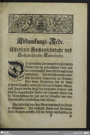 Abdanckungs-Rede