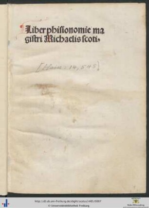 Liber phisionomie magistri Michaelis scoti