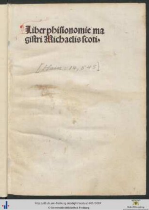 Liber phisionomie magistri Michaelis scoti