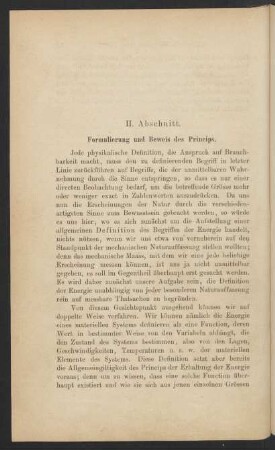 II. Abschnitt. Formulierung und Beweis des Princips.