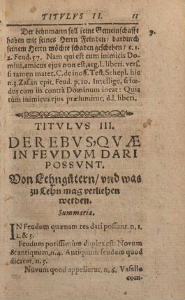 Titvlvs III. De Rebvs Qvae In Fevdvm Dari Possvnt. Von Lehngütern, vnd was zu Lehn mag verliehen werden.