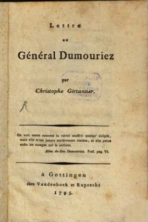 Lettre au Général Dumouriez
