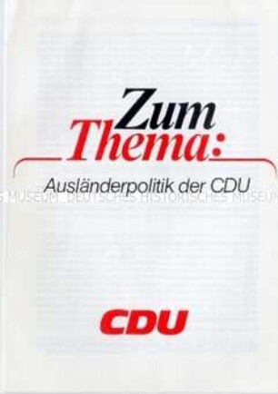 Propagandaschrift der CDU zur Ausländerpolitik