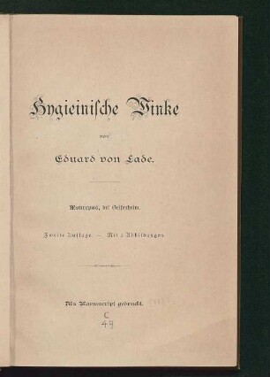 Hygieinische Winke