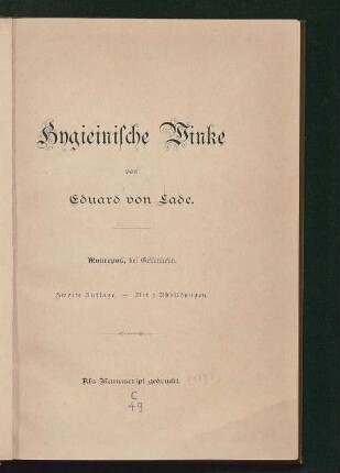 Hygieinische Winke