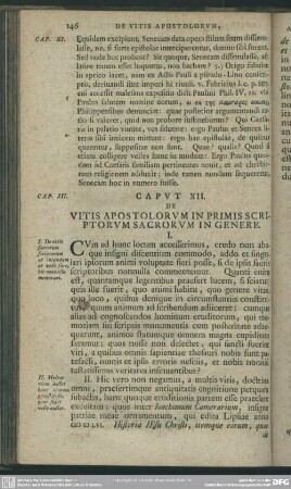 Caput XII. De vitis apostolorum in primis scriptorum sacrorum in genere