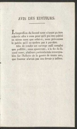 Avis Des Editeurs.