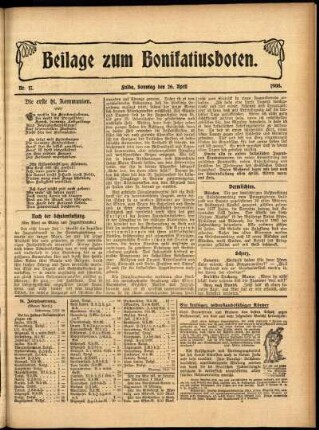 Zweite Ausgabe vom Sonntag, den 26. April 1908.