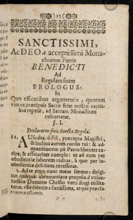 13-18, Prologus in Regulam S. Benedicti.