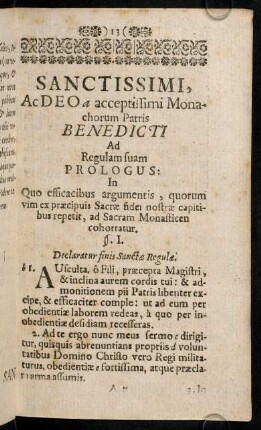 13-18, Prologus in Regulam S. Benedicti.