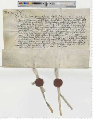 Die Ratsmannen Statius Borcholt und Jurgen Lafferdes beurkunden einen Schadlosbrief; es handelt sich um Erbgut in Lübeck.