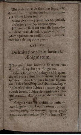 Cap. XV. De Imitatione Fabularum & Aenigmatum