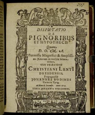 Disputatio De Pignoribus Et Hypothecis