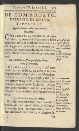 De Commodato, Deposito Et Mutuo. Titulus IV.