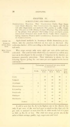 Chapter IV. Agriculture and irrigation