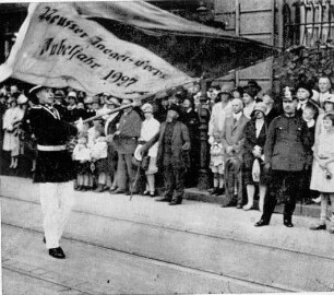 Neusser Jägercorps, die erste Schwenkfahne, 1927