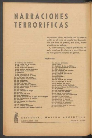 "Narraciones Terroríficas" publicados