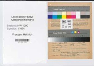 Entnazifizierung Heinrich Franzen, geb. 10.02.1909 (Arzt)