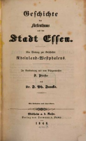Geschichte des Fürstenthums und der Stadt Essen