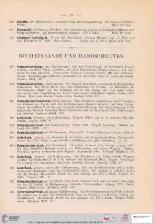 Buch-Einbände und Handschriften (Nr. 423-454)