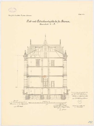 Post- und Betriebsamtsgebäude, Bremen: Querschnitt 1:75