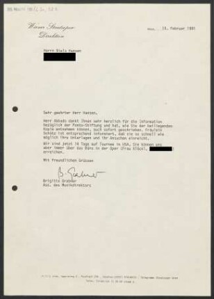 Brief an Niels Hansen, 15.02.1991