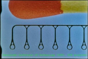 Detail eines Drahts aus Nickel-Titan-Legierung (NiTi-Draht) am Institut für Medizintechnik und Biophysik (IMB)