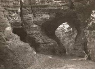 Nordböhmen. Elbsandsteingebirge. Tyssaer Wände (Tyské steny), Felsen "Landkarte von Afrika"