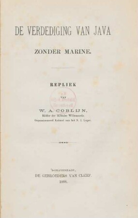 De verdediging van Java zonder marine