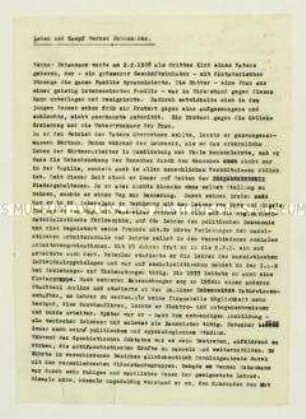 Maschinenschriftlicher Abriß des politischen Lebens von Werner Schaumann - Personenkonvolut