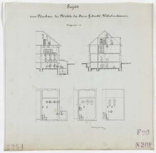 Technische Zeichnung : Projekt zum Neubau der Mühle des Herrn A. Gobrecht, Wilhelmshausen
