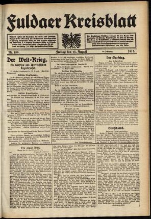 Ausgabe vom Freitag, den 13. August 1915.