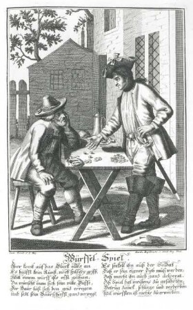 Würffel-Spiel : Engelbrecht, Martin: Würffel-Spiel. Kupferstich; 30 x 18,7 cm. Dresden: Kupferstich-Kabinett 107 588 in B 1360,2 (II)