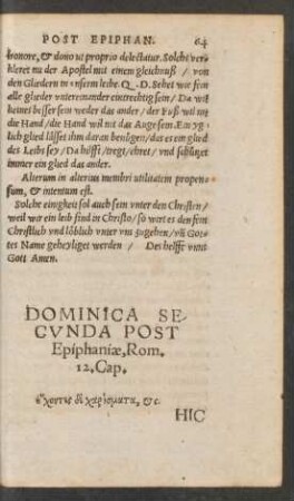 Dominica Secunda Post Epiphaniae ...