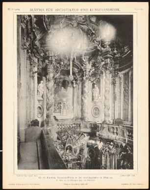 Johannes Nepomuk-Kirche, München: Innenansicht (aus: Blätter für Architektur und Kunsthandwerk, 11. Jg., 1898, Tafel 14)