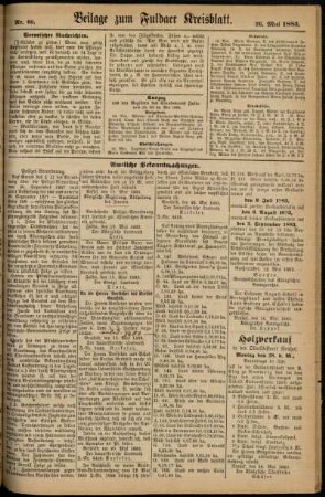 Zweite Ausgabe vom Samstag, den 26. Mai 1883.