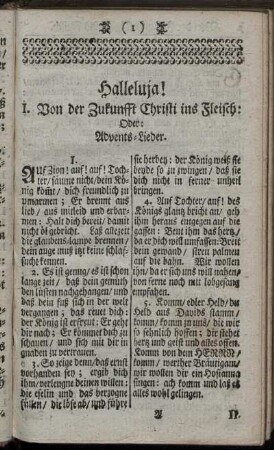 I. Von der Zukunfft Christi ins Fleisch: Oder: Advents-Lieder. - V. Von Jesu, und dessen mannigfaltigen Nahmen und Aemtern.